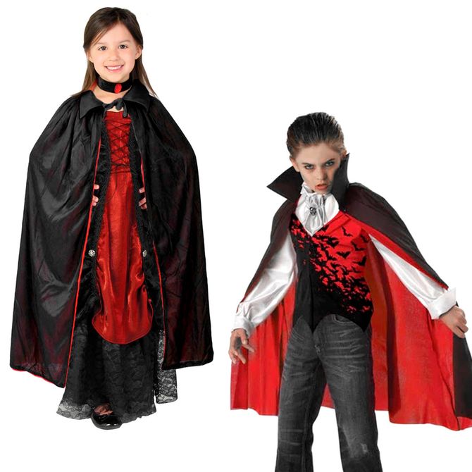 Fantasia Vampiro Luxo Com Capa Halloween Infantil Meninos